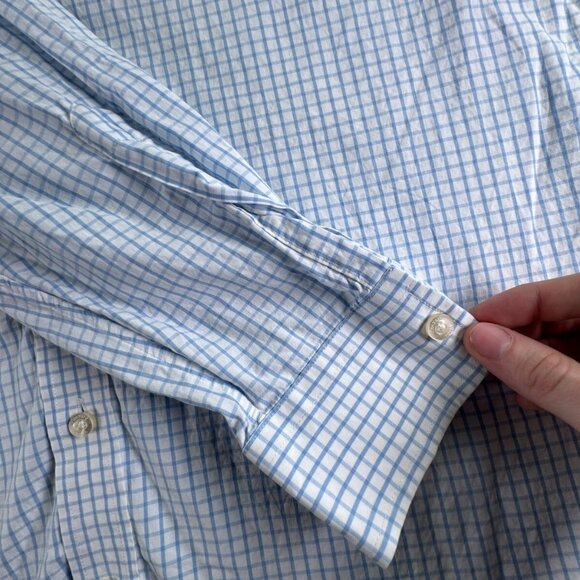 Vineyard Vines Long Sleeve Button Up Mens Slim Fit Whale Shirt Blue Check Large - Picture 11 of 16